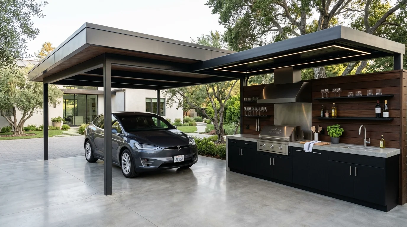 Clever Carport Outdoor Ideas with Kitchen Combo Designs, inspiration image 1
