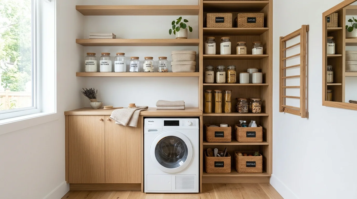 clever pantry in laundry room ideas for food combo layout, inspiration image 5