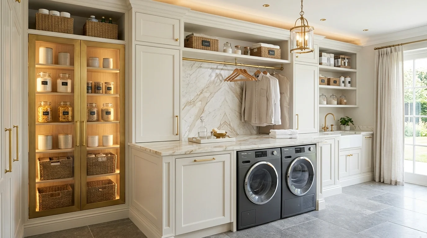 clever pantry in laundry room ideas for food combo layout, inspiration image 7