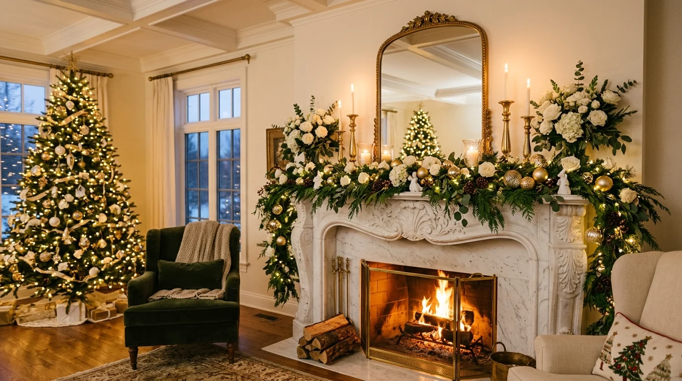 Elegant Christmas fireplace decor inspiration image 1