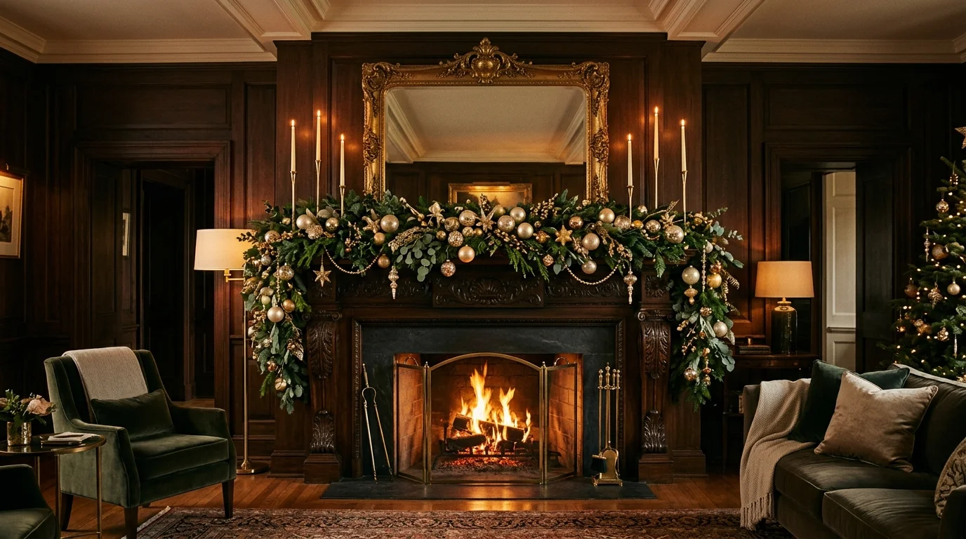 elegant christmas fireplace decor ideas for mantel decorating, inspiration image 3