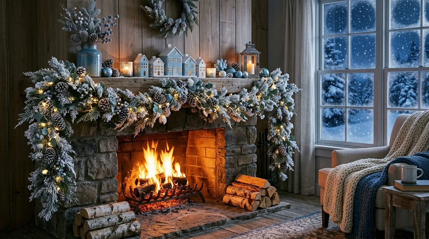 elegant christmas fireplace decor ideas for mantel decorating, inspiration image 8