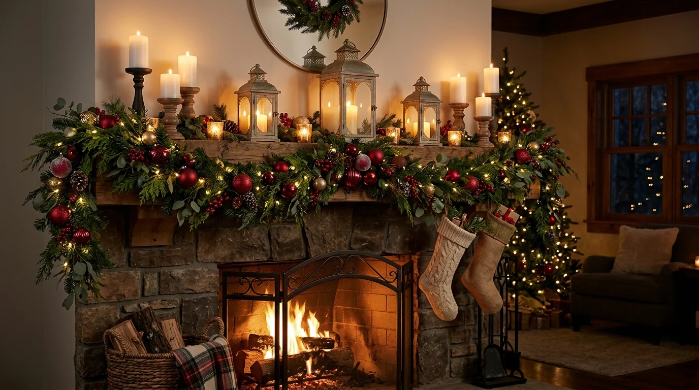elegant christmas fireplace decor ideas for mantel decorating, inspiration image 11