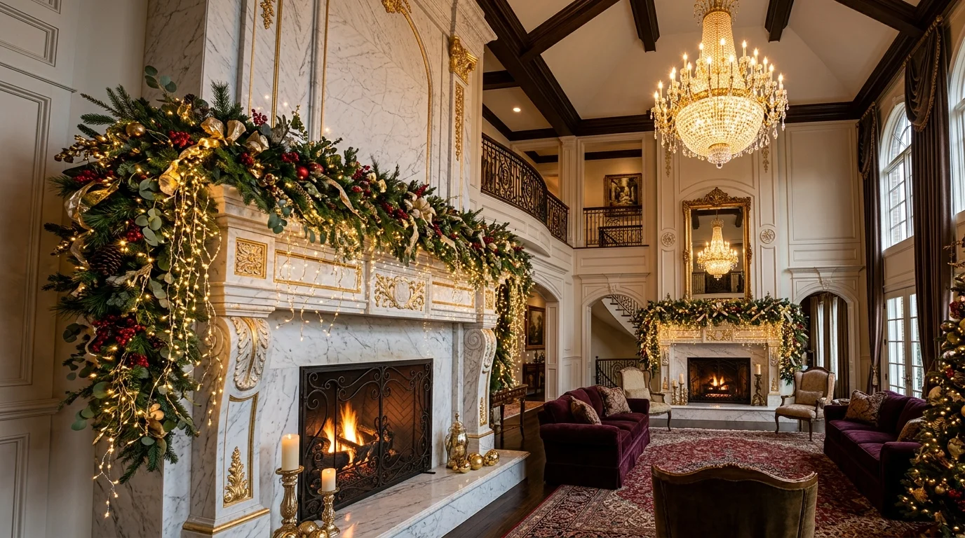 elegant christmas fireplace decor ideas for mantel decorating, inspiration image 13