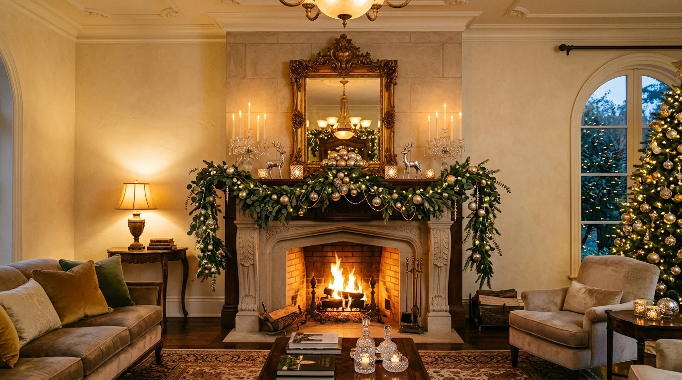 festive living room christmas mantle decor ideas for holiday cheer, inspiration image 4