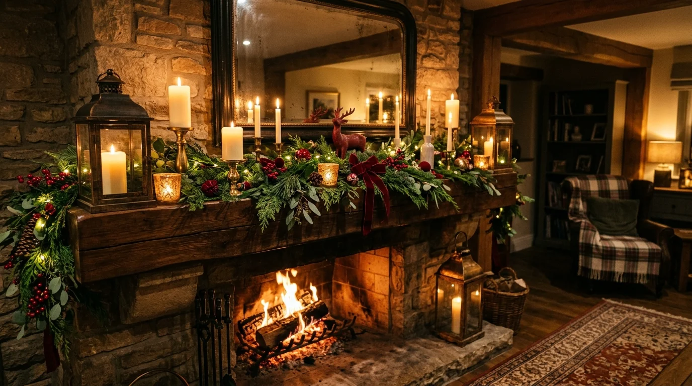 festive living room christmas mantle decor ideas for holiday cheer, inspiration image 12