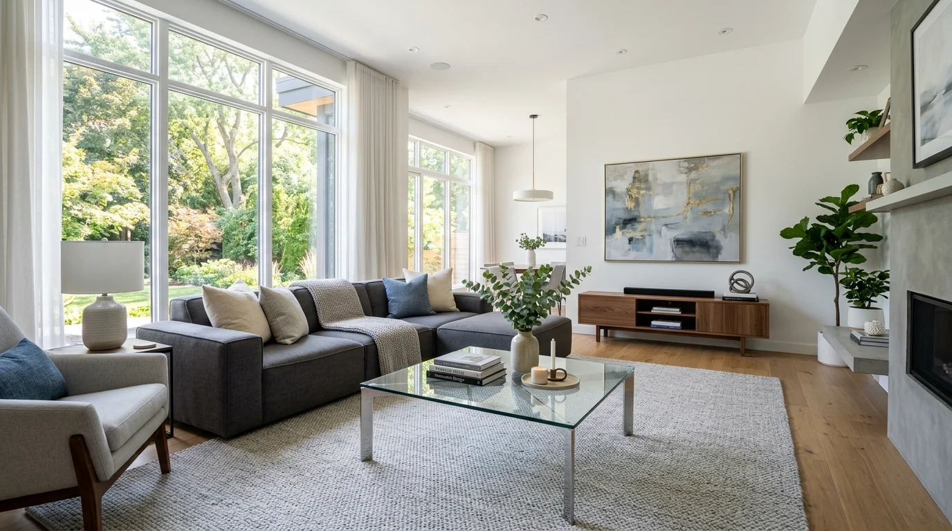 Open shelf living room inspiration image 1