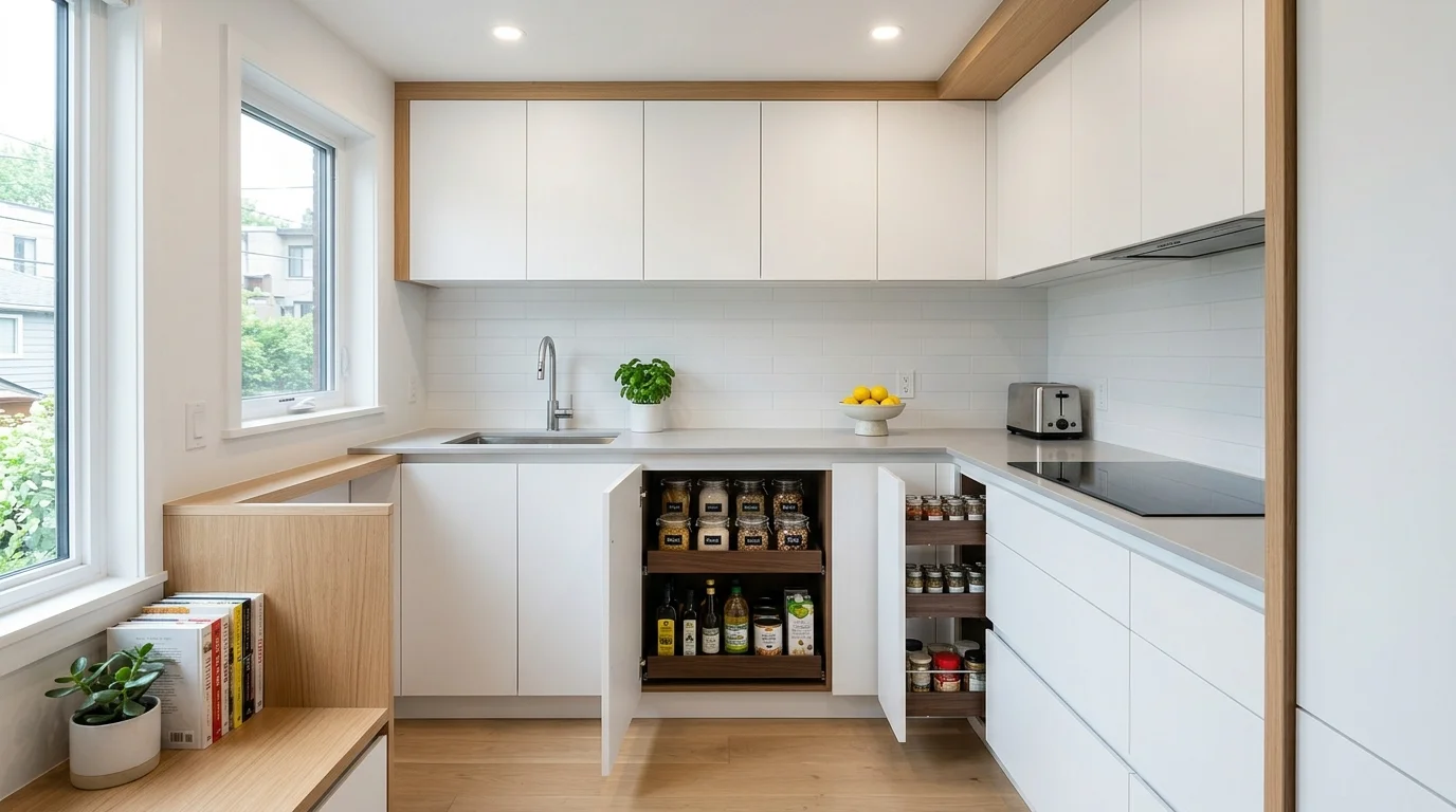 secret hidden pantry ideas for modern kitchen cabinets, inspiration image 11