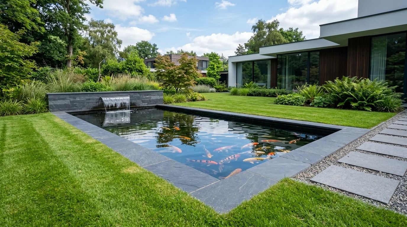 Serene Pond Ideas in Garden with Koi Fish and Water Features, inspiration image 1