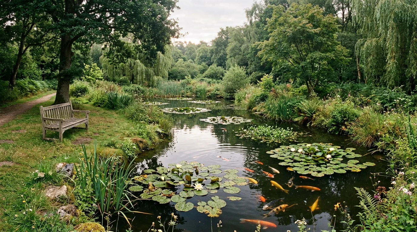 Serene Pond Ideas in Garden with Koi Fish and Water Features, inspiration image 5