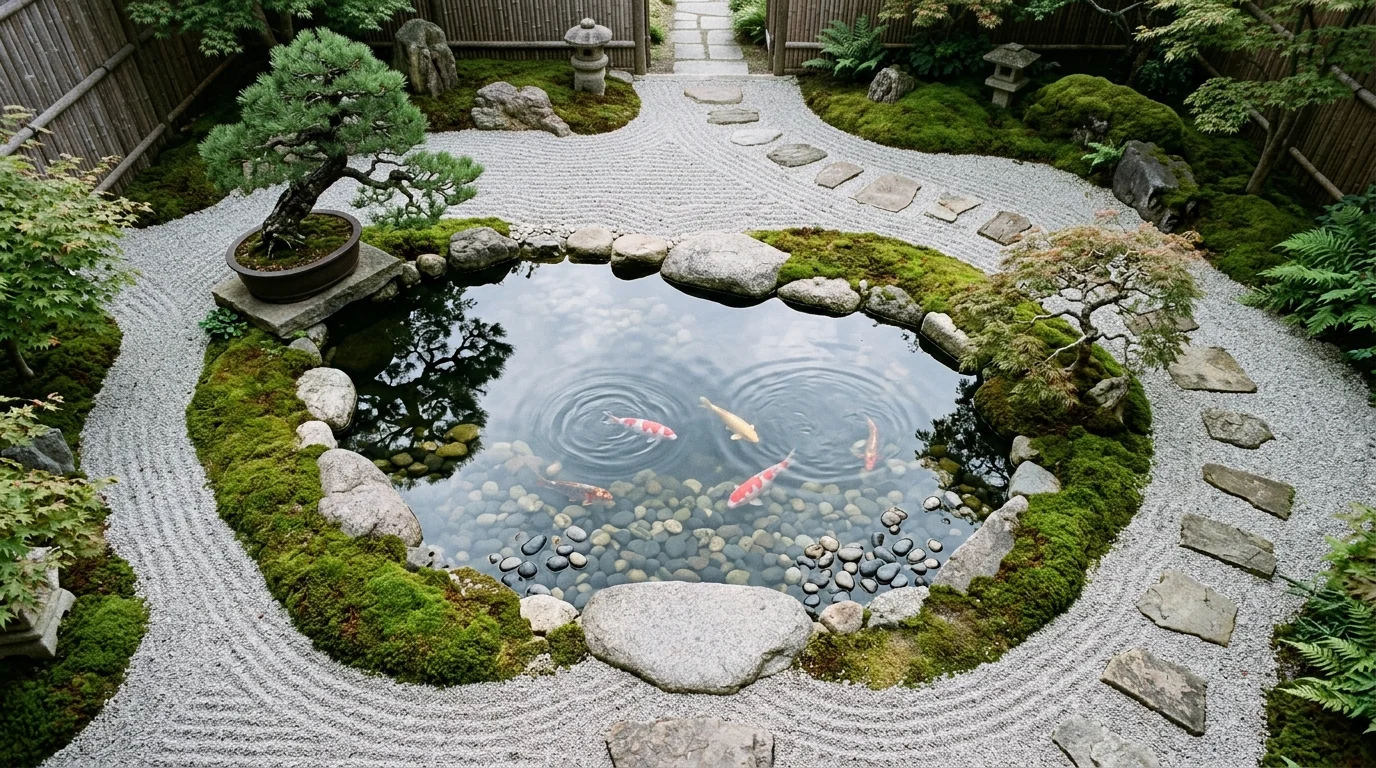 Serene Pond Ideas in Garden with Koi Fish and Water Features, inspiration image 10